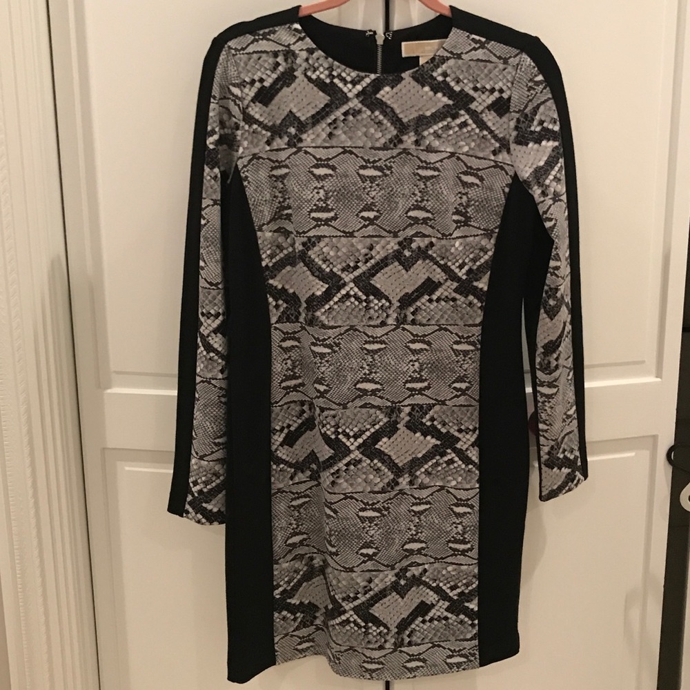 Michael Kors Tight Snake Print and Black Dress